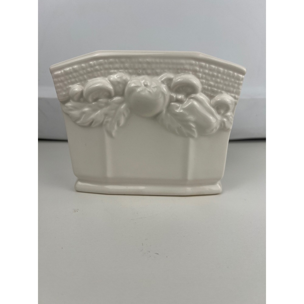 Vintage Himark Harvest Weave Ceramic Napkin Holder‎ White